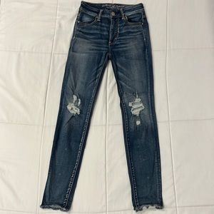 American Eagle High Rise Ripped Skinny Jeans